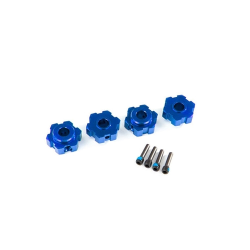 AX8956X WHEEL HUBS, HEX, ALUMINUM (BLUE-ANODIZED) (4)/ 4X13MM SCREW PINS (4)