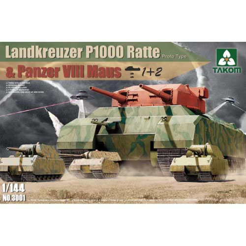 BT3001 1/144 WWII Heavy Battle Tank Landkreuzer P1000 Ratte(Proto Type)&amp;Panzer VIII Maus